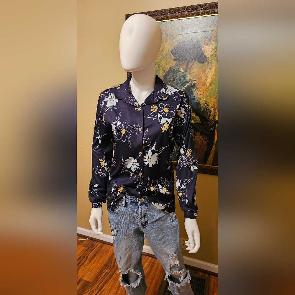 Vintage Button-Up Black/Yellow & White Shirt by Fire Islander Size 14